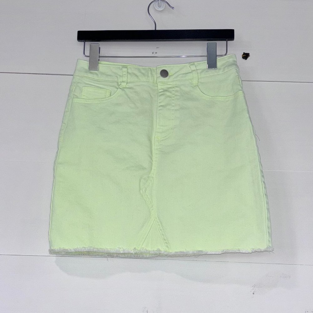 GB Gianni Bini Denim Mini Skirt Stretch Fluorescent Yellow/Lime M